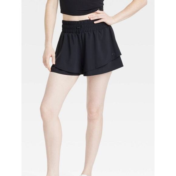 NWT Joy Lab SZ M Black Double Layer Mid-RiseShorts, Built in Brief, Side Pockets - Picture 1 of 7